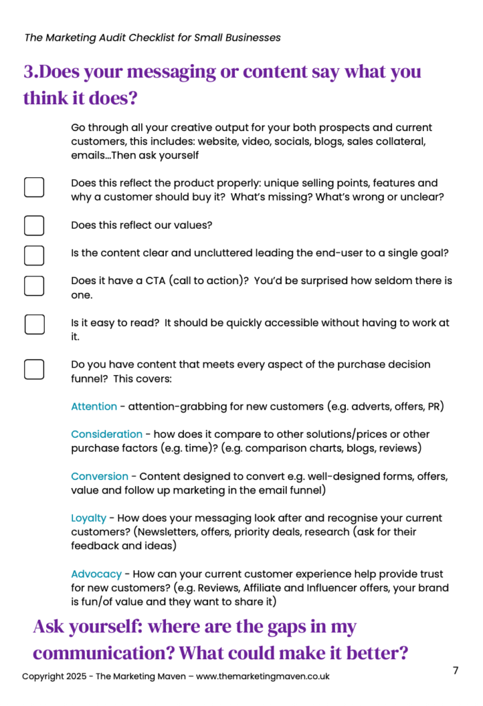 HOW TO AUDIT YOUR MARKETING - SAMPLE PAGE 2